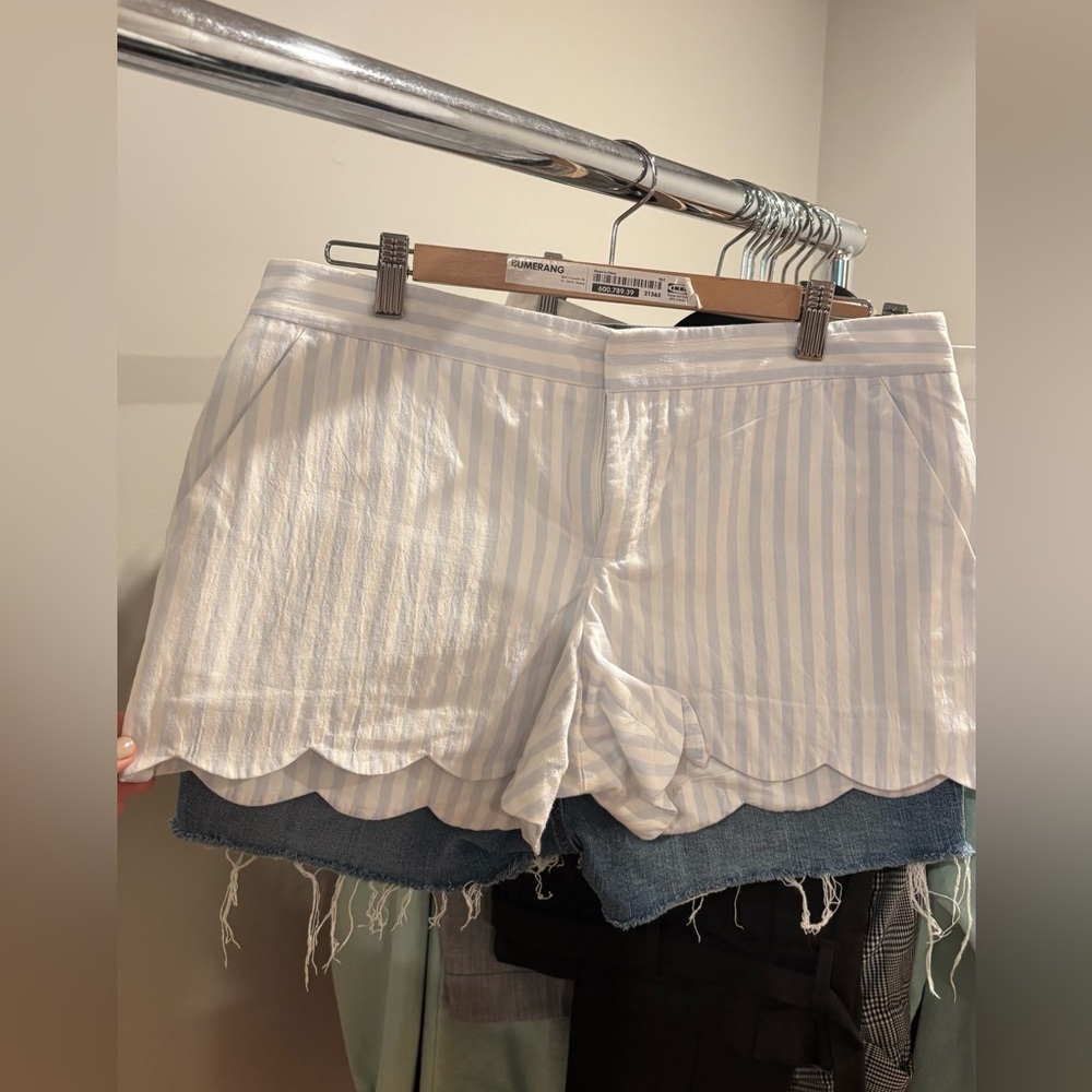 Club Monaco Stripped White and Blue Shorts